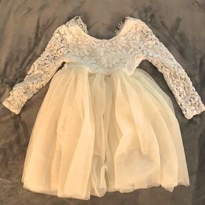 Flower girl dress- ivory/white lace